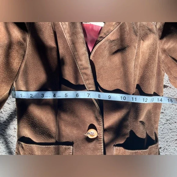 Vintage Suede Leather Brown Blazer Jacket 0 US / 34 EU Petite - Picture 8 of 8
